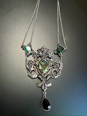 Alchemy Gothic Austrian Crystal Pendant Necklace with Teardrop